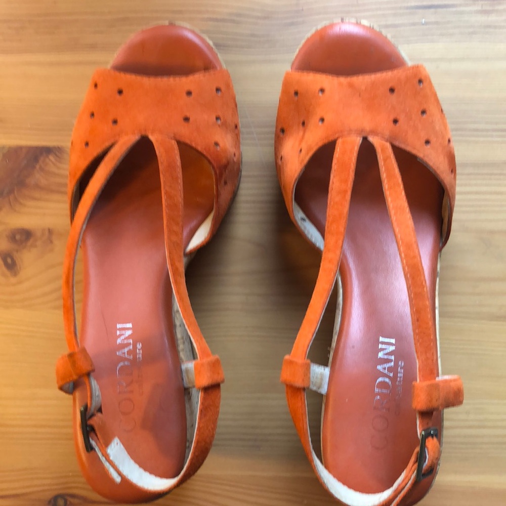 Cordani cork wedge suede sandals size 37